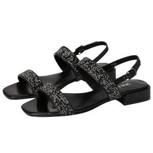 Vaneli Womens Emmey Sandals US 12 M Black Nappa Leather Studs NIB